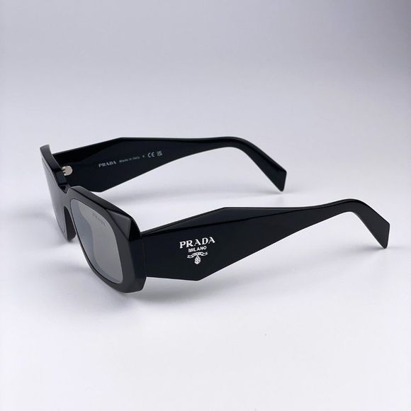 Prada PR17WS 1AB2B0 Sunglasses Black Gray Mirrored Silver Square Unisex - Picture 7 of 12